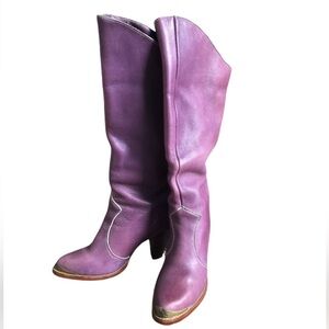 SOLD Fabulous vintage purple leather zodiac boots